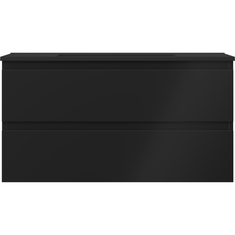 Mexen Orio koupelnová skříňka 90 cm s umyvadlem Otis, 2 zásuvky, černá mat - 91A10-09047-2-BFF71-W18M71