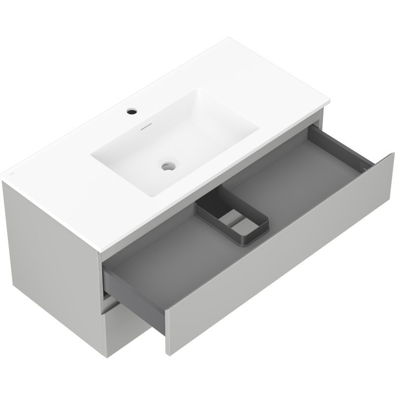 Mexen Orio koupelnová skříňka 100 cm s umyvadlem Otis, 2 zásuvky, šedá mat/bílá mat - 91A10-10047-2-BFF62-W18M01
