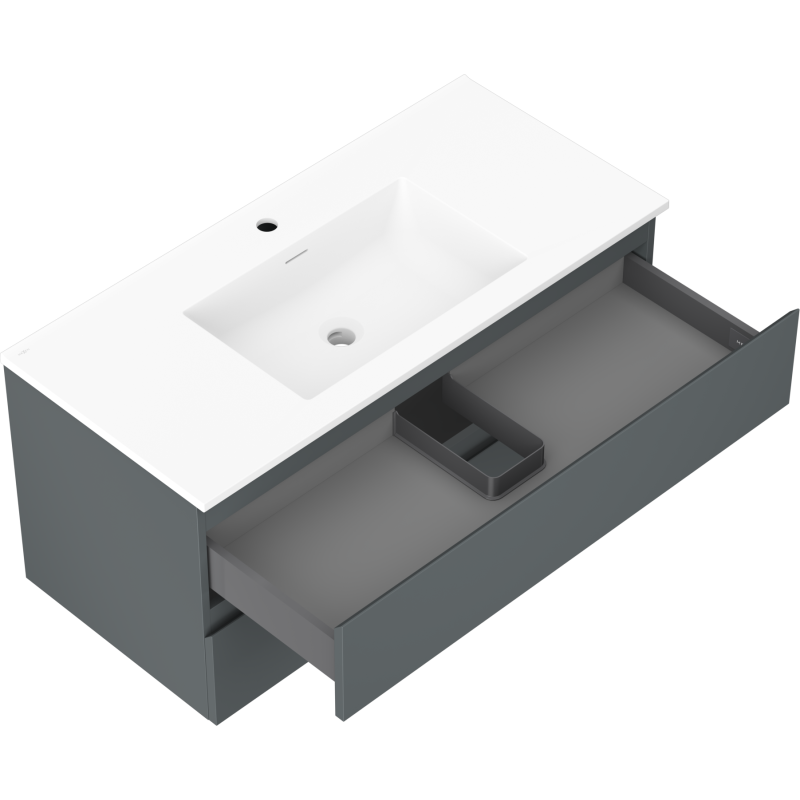 Mexen Orio koupelnová skříňka 100 cm s umyvadlem Otis, 2 zásuvky, grafit mat/bílá mat - 91A10-10047-2-BFF66-W18M01