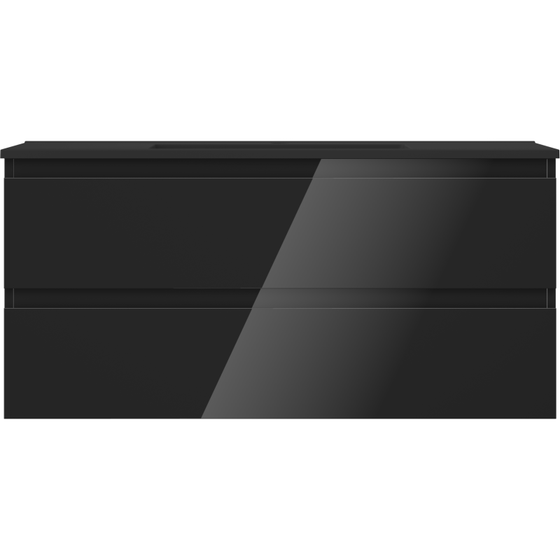 Mexen Orio koupelnová skříňka 100 cm s umyvadlem Otis, 2 zásuvky, černý lesk/černý mat - 91A10-10047-2-BFF70-W18M71