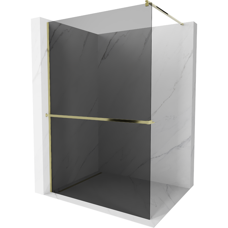 Mexen Kioto+ sprchová stěna s policí Walk-in 80 x 200 cm, grafit, zlatá - 800-080-121-50-40