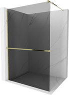 Mexen Kioto+ sprchová stěna s policí Walk-in 110 x 200 cm, grafitová, zlatá - 800-110-121-50-40