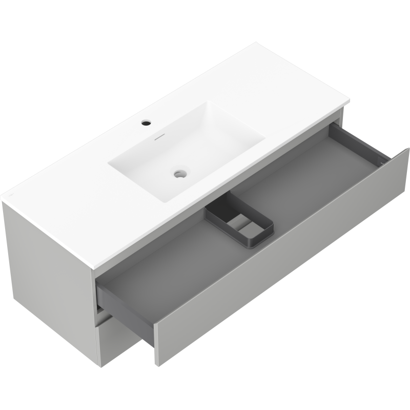 Mexen Orio koupelnová skříňka 120 cm s umyvadlem Otis, 2 zásuvky, šedá matná/bílá matná - 91A10-12047-2-BFF62-W18M01