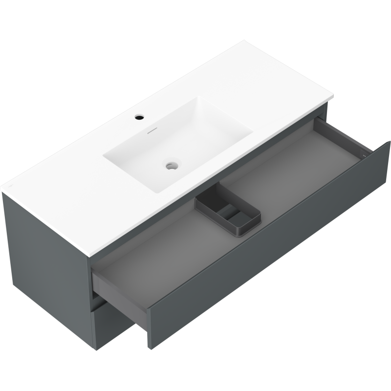 Mexen Orio koupelnová skříňka 120 cm s umyvadlem Otis, 2 zásuvky, grafit mat/bílá mat - 91A10-12047-2-BFF66-W18M01