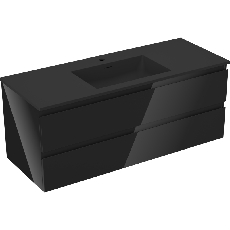 Mexen Orio koupelnová skříňka 120 cm s umyvadlem Otis, 2 šuplíky, černý lesk/černý mat - 91A10-12047-2-BFF70-W18M71