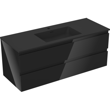 Mexen Orio koupelnová skříňka 120 cm s umyvadlem Otis, 2 šuplíky, černý lesk/černý mat - 91A10-12047-2-BFF70-W18M71