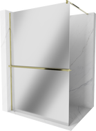 Mexen Kioto+ sprchová stěna s policí Walk-in 100 x 200 cm, zrcadlo, zlatá - 800-100-121-50-50