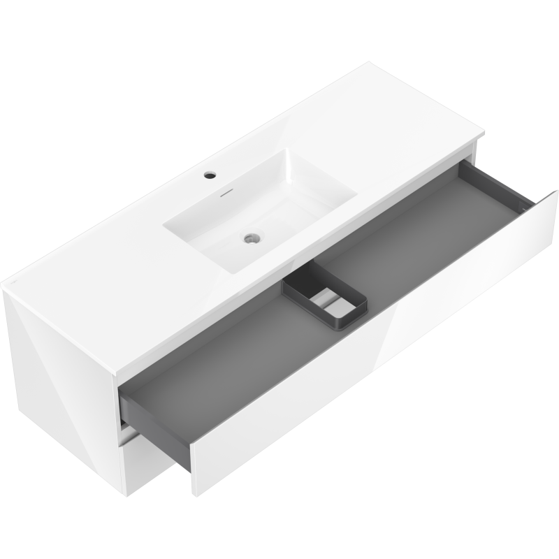 Mexen Orio koupelnová skříňka 140 cm s umyvadlem Otis, 2 zásuvky, bílý lesk - 91A10-14047-2-BFF00-W18M00