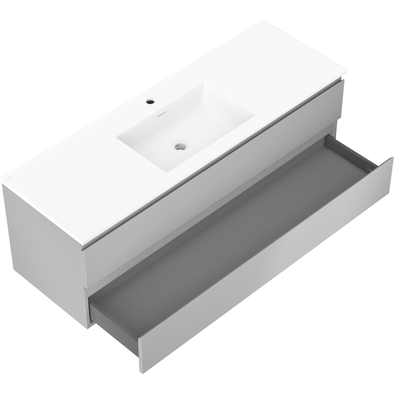 Mexen Orio koupelnová skříňka 140 cm s umyvadlem Otis, 2 zásuvky, šedá mat/bílá mat - 91A10-14047-2-BFF62-W18M01