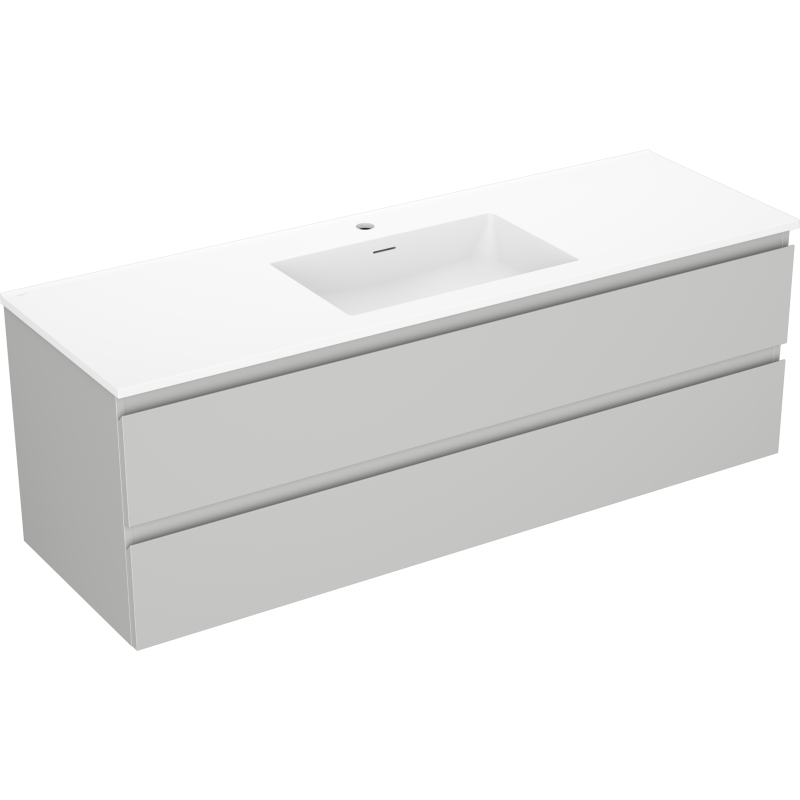 Mexen Orio koupelnová skříňka 140 cm s umyvadlem Otis, 2 zásuvky, šedá mat/bílá mat - 91A10-14047-2-BFF62-W18M01