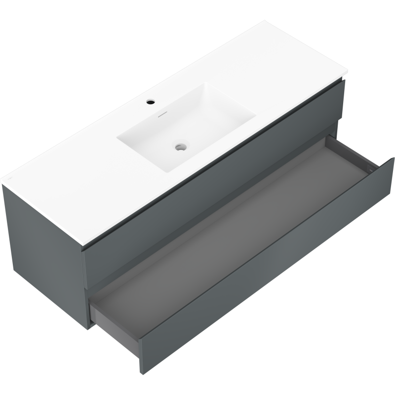 Mexen Orio koupelnová skříňka 140 cm s umyvadlem Otis, 2 zásuvky, grafit mat/bílá mat - 91A10-14047-2-BFF66-W18M01