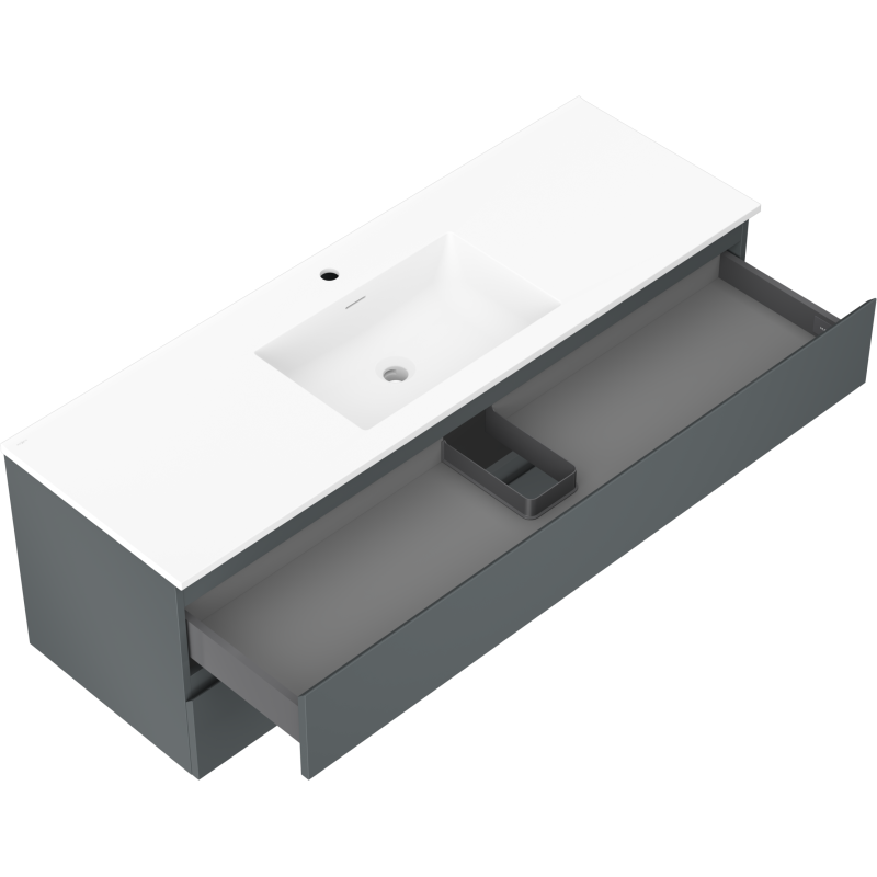 Mexen Orio koupelnová skříňka 140 cm s umyvadlem Otis, 2 zásuvky, grafit mat/bílá mat - 91A10-14047-2-BFF66-W18M01