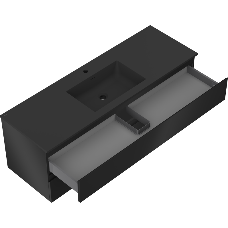 Mexen Orio koupelnová skříňka 140 cm s umyvadlem Otis, 2 šuplíky, černá mat - 91A10-14047-2-BFF71-W18M71