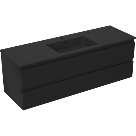 Mexen Orio koupelnová skříňka 140 cm s umyvadlem Otis, 2 šuplíky, černá mat - 91A10-14047-2-BFF71-W18M71