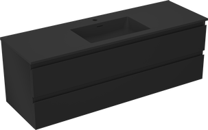 Mexen Orio koupelnová skříňka 140 cm s umyvadlem Otis, 2 šuplíky, černá mat - 91A10-14047-2-BFF71-W18M71