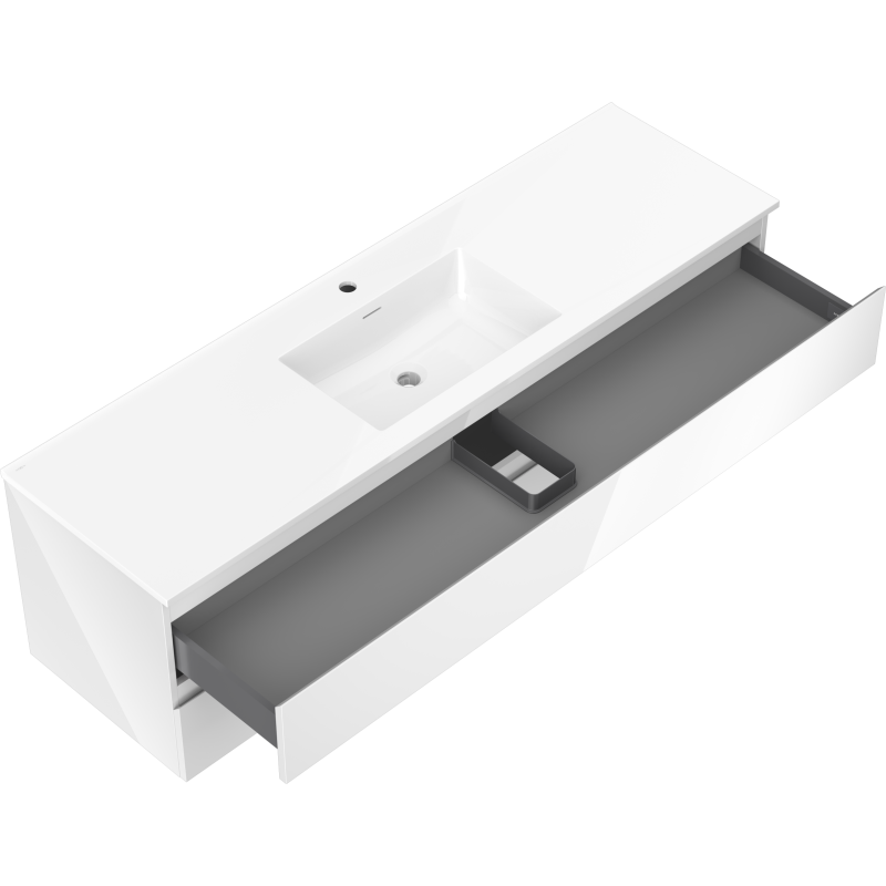 Mexen Orio koupelnová skříňka 160 cm s umyvadlem Otis, 2 zásuvky, bílý lesk - 91A10-16047-2-BFF00-W18M00