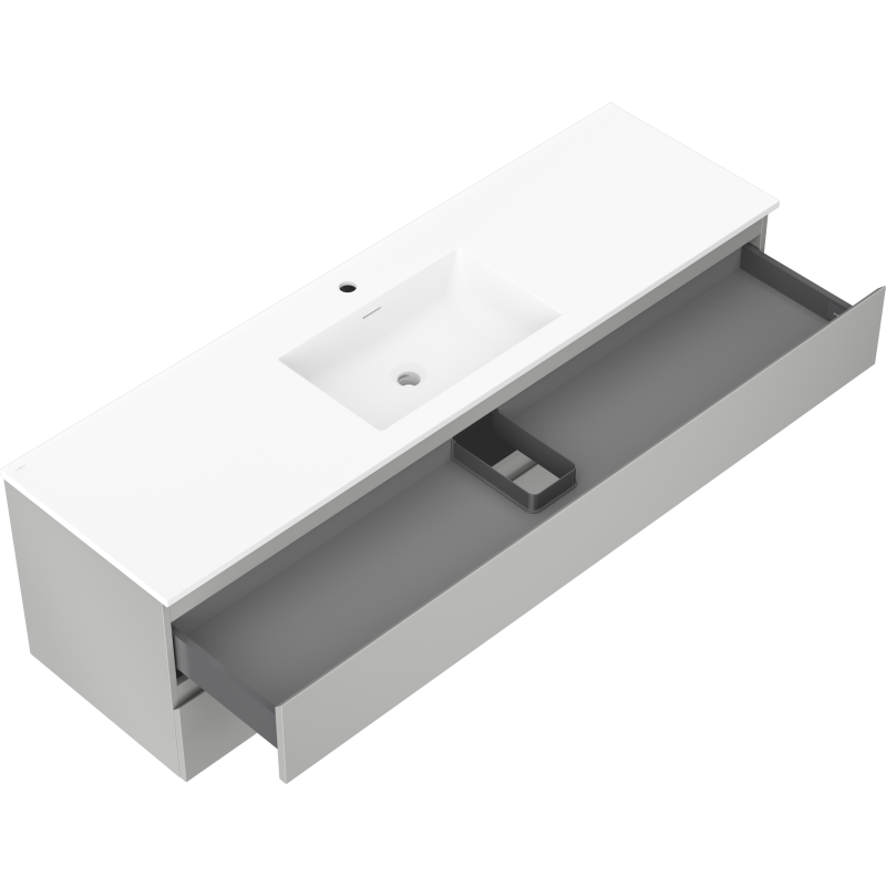Mexen Orio koupelnová skříňka 160 cm s umyvadlem Otis, 2 zásuvky, šedá mat/bílá mat - 91A10-16047-2-BFF62-W18M01