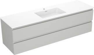 Mexen Orio koupelnová skříňka 160 cm s umyvadlem Otis, 2 zásuvky, šedá mat/bílá mat - 91A10-16047-2-BFF62-W18M01