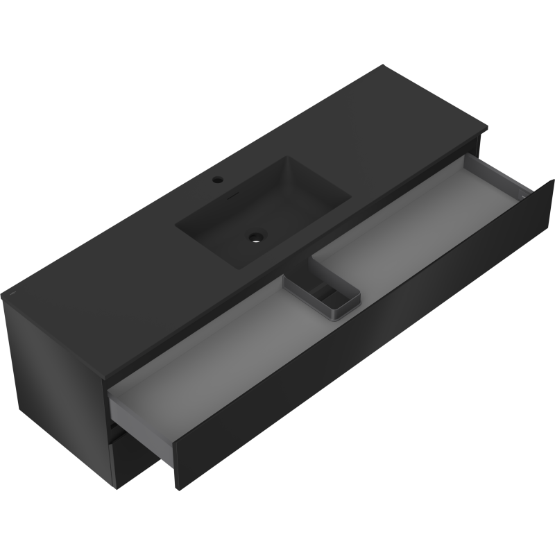 Mexen Orio koupelnová skříňka 160 cm s umyvadlem Otis, 2 zásuvky, černá mat - 91A10-16047-2-BFF71-W18M71