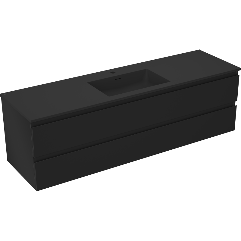 Mexen Orio koupelnová skříňka 160 cm s umyvadlem Otis, 2 zásuvky, černá mat - 91A10-16047-2-BFF71-W18M71