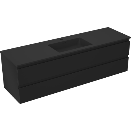 Mexen Orio koupelnová skříňka 160 cm s umyvadlem Otis, 2 zásuvky, černá mat - 91A10-16047-2-BFF71-W18M71