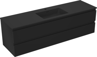 Mexen Orio koupelnová skříňka 160 cm s umyvadlem Otis, 2 zásuvky, černá mat - 91A10-16047-2-BFF71-W18M71