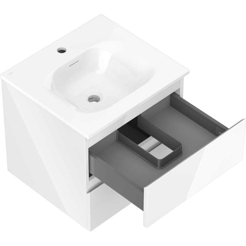 Mexen Orio koupelnová skříňka 50 cm s umyvadlem Vela, 2 zásuvky, bílý lesk - 91A10-05047-2-BFF00-W23M00