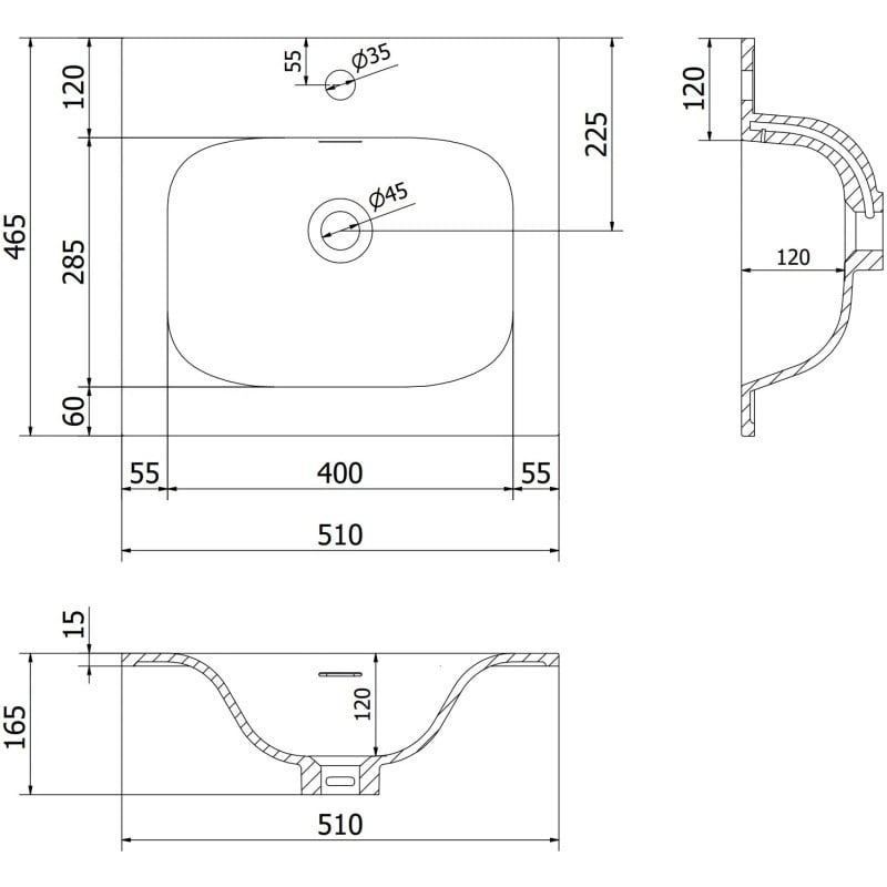 Mexen Orio koupelnová skříňka 50 cm s umyvadlem Vela, 2 zásuvky, bílý lesk - 91A10-05047-2-BFF00-W23M00