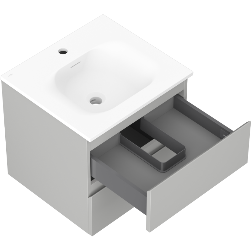 Mexen Orio koupelnová skříňka 50 cm s umyvadlem Vela, 2 zásuvky, šedá mat/bílá mat - 91A10-05047-2-BFF62-W23M01