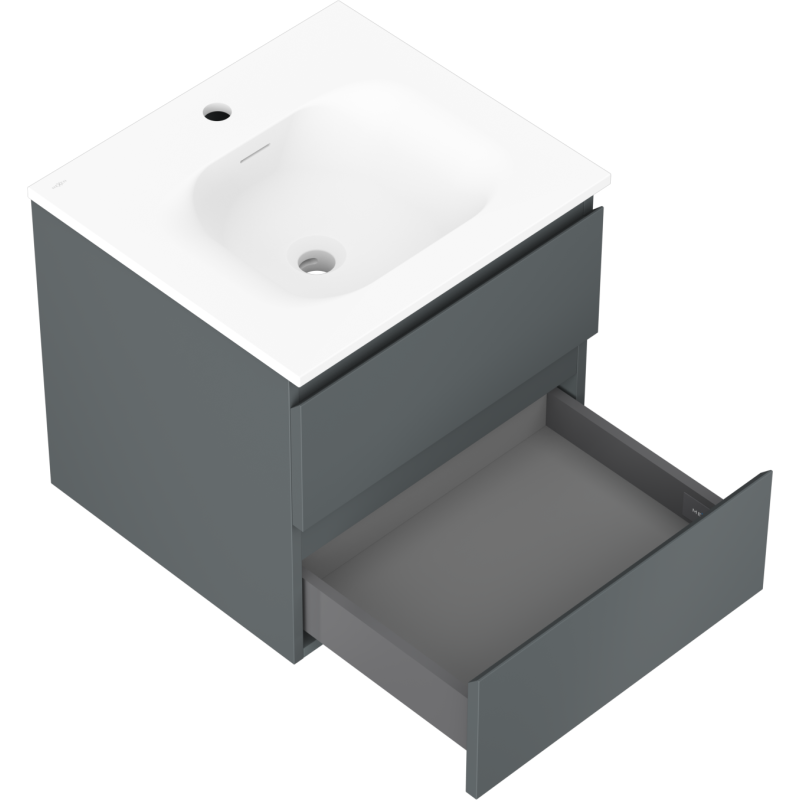 Mexen Orio koupelnová skříňka 50 cm s umyvadlem Vela, 2 zásuvky, grafit mat/bílá mat - 91A10-05047-2-BFF66-W23M01