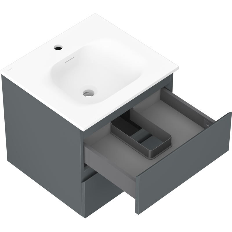 Mexen Orio koupelnová skříňka 50 cm s umyvadlem Vela, 2 zásuvky, grafit mat/bílá mat - 91A10-05047-2-BFF66-W23M01