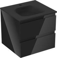 Mexen Orio koupelnová skříňka 50 cm s umyvadlem Vela, 2 zásuvky, černý lesk/černý mat - 91A10-05047-2-BFF70-W23M71