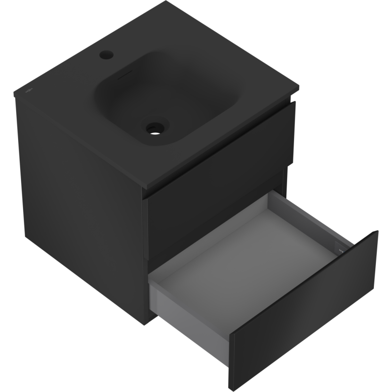 Mexen Orio koupelnová skříňka 50 cm s umyvadlem Vela, 2 zásuvky, černá mat - 91A10-05047-2-BFF71-W23M71