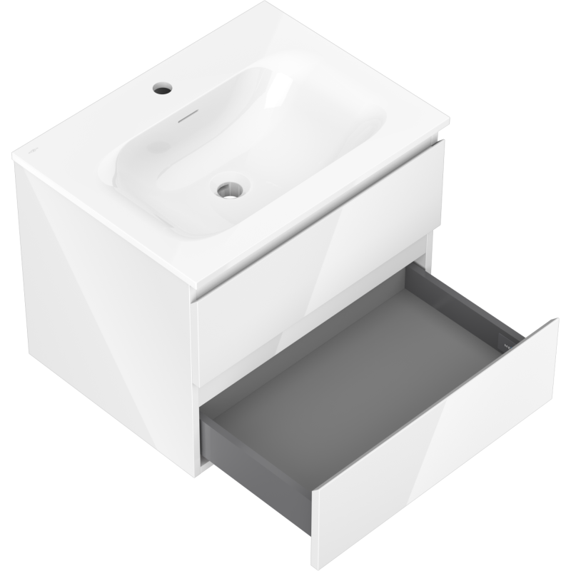 Mexen Orio koupelnová skříňka 60 cm s umyvadlem Vela, 2 zásuvky, bílý lesk - 91A10-06047-2-BFF00-W23M00