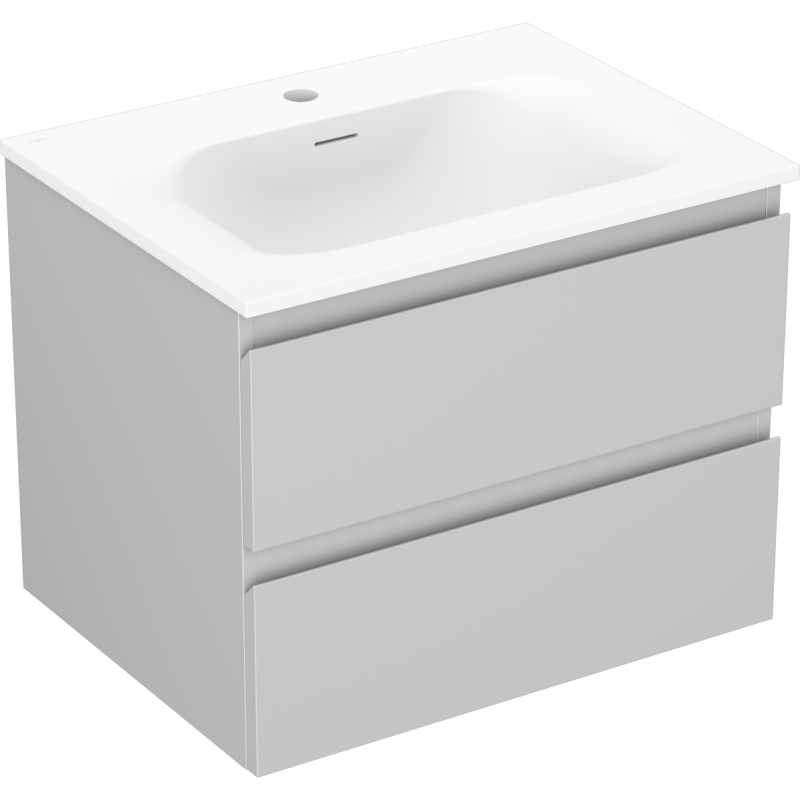 Mexen Orio koupelnová skříňka 60 cm s umyvadlem Vela, 2 zásuvky, šedá mat/bílá mat - 91A10-06047-2-BFF62-W23M01