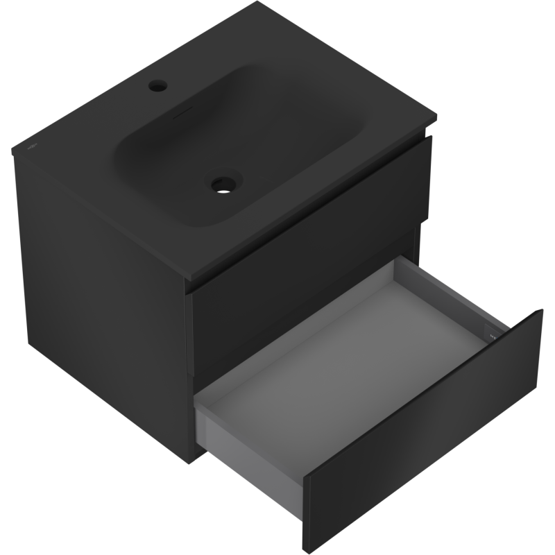 Mexen Orio koupelnová skříňka 60 cm s umyvadlem Vela, 2 zásuvky, černá mat - 91A10-06047-2-BFF71-W23M71