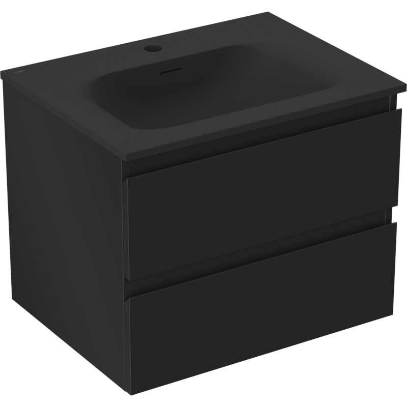 Mexen Orio koupelnová skříňka 60 cm s umyvadlem Vela, 2 zásuvky, černá mat - 91A10-06047-2-BFF71-W23M71