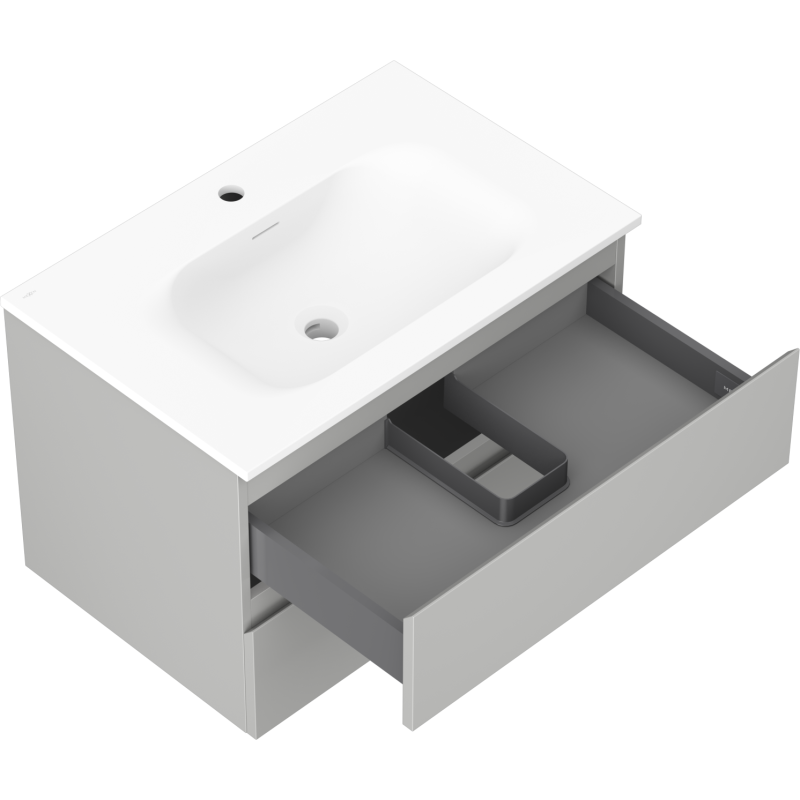Mexen Orio koupelnová skříňka 70 cm s umyvadlem Vela, 2 zásuvky, šedá mat/bílá mat - 91A10-07047-2-BFF62-W23M01