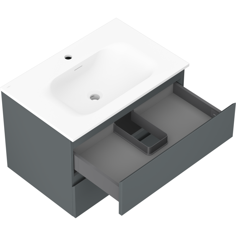 Mexen Orio koupelnová skříňka 70 cm s umyvadlem Vela, 2 zásuvky, grafit mat/bílá mat - 91A10-07047-2-BFF66-W23M01