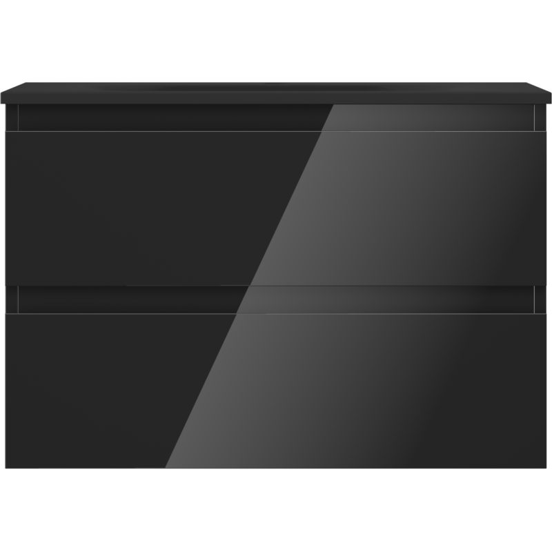 Mexen Orio koupelnová skříňka 70 cm s umyvadlem Vela, 2 zásuvky, černý lesk/černý mat - 91A10-07047-2-BFF70-W23M71