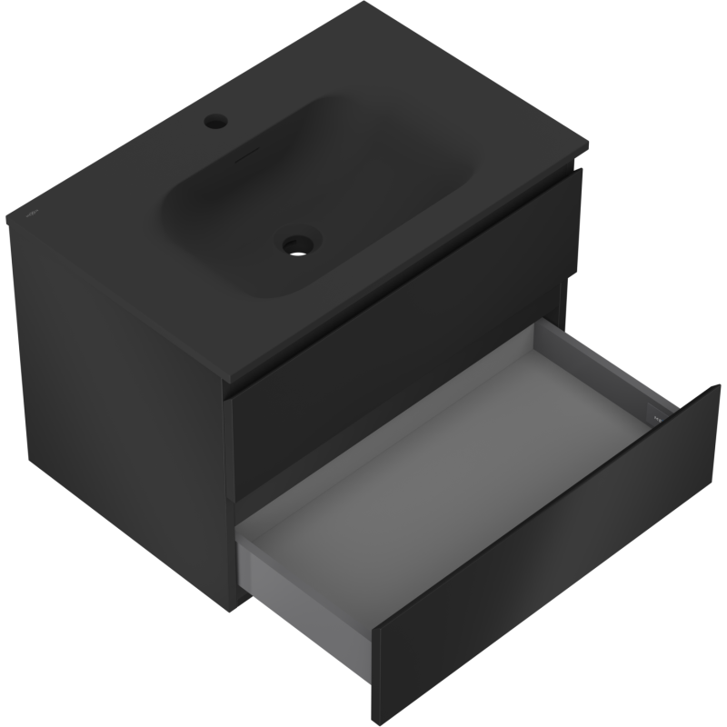 Mexen Orio koupelnová skříňka 70 cm s umyvadlem Vela, 2 zásuvky, černá mat - 91A10-07047-2-BFF71-W23M71