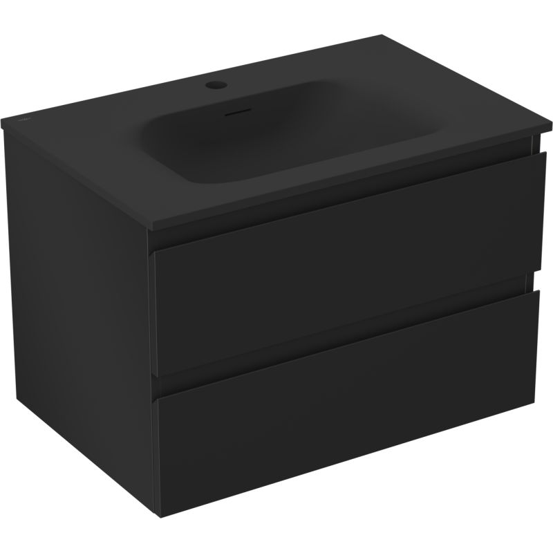 Mexen Orio koupelnová skříňka 70 cm s umyvadlem Vela, 2 zásuvky, černá mat - 91A10-07047-2-BFF71-W23M71