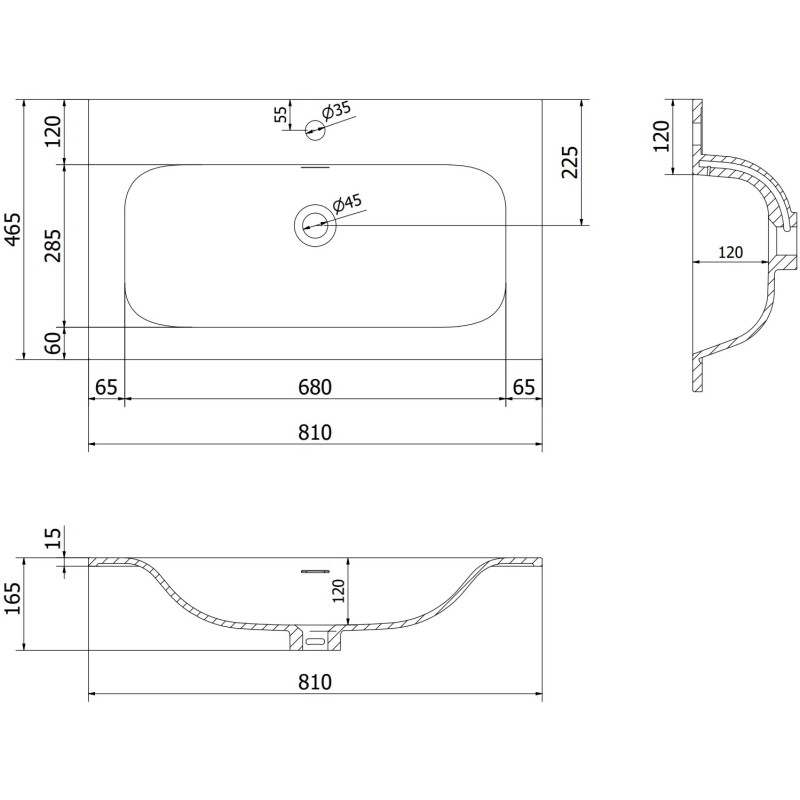 Mexen Orio koupelnová skříňka 80 cm s umyvadlem Vela, 2 zásuvky, šedá mat/bílá mat - 91A10-08047-2-BFF62-W23M01