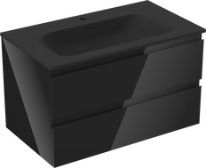 Mexen Orio koupelnová skříňka 80 cm s umyvadlem Vela, 2 zásuvky, černý lesk/černý mat - 91A10-08047-2-BFF70-W23M71