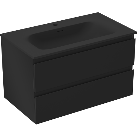 Mexen Orio koupelnová skříňka 80 cm s umyvadlem Vela, 2 zásuvky, černá mat - 91A10-08047-2-BFF71-W23M71