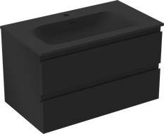 Mexen Orio koupelnová skříňka 80 cm s umyvadlem Vela, 2 zásuvky, černá mat - 91A10-08047-2-BFF71-W23M71