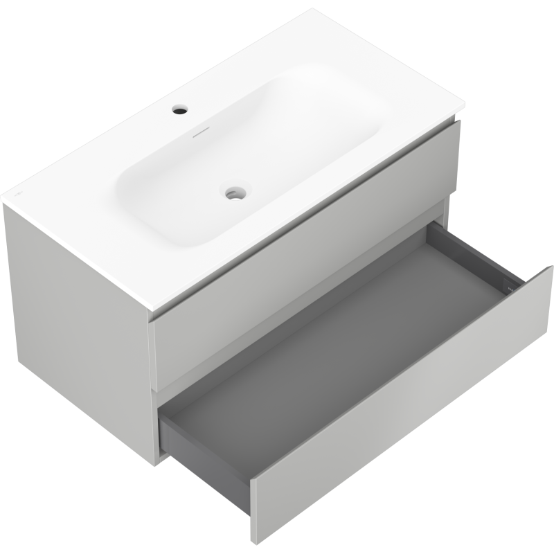 Mexen Orio koupelnová skříňka 90 cm s umyvadlem Vela, 2 zásuvky, šedá matná/bílá matná - 91A10-09047-2-BFF62-W23M01