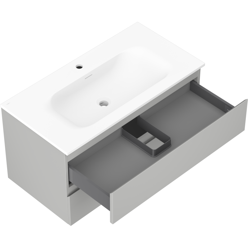 Mexen Orio koupelnová skříňka 90 cm s umyvadlem Vela, 2 zásuvky, šedá matná/bílá matná - 91A10-09047-2-BFF62-W23M01