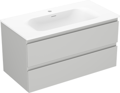 Mexen Orio koupelnová skříňka 90 cm s umyvadlem Vela, 2 zásuvky, šedá matná/bílá matná - 91A10-09047-2-BFF62-W23M01