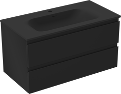 Mexen Orio koupelnová skříňka 90 cm s umyvadlem Vela, 2 zásuvky, černý mat - 91A10-09047-2-BFF71-W23M71